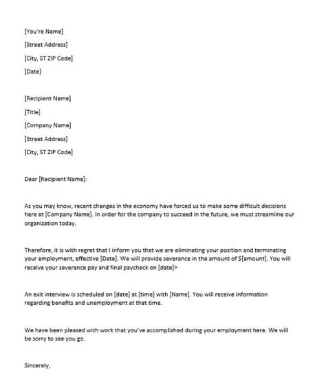 layoff notice letter template