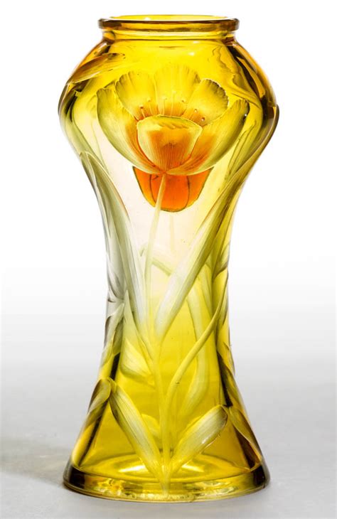Moser Marquetry Intaglio Cut Art Glass Vase