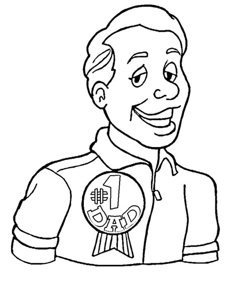 fathers day coloring pages father wearing  dad button