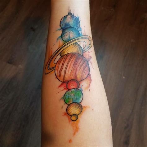 watercolor solar system   derrick  strange daze tattoo solar system tattoo body art
