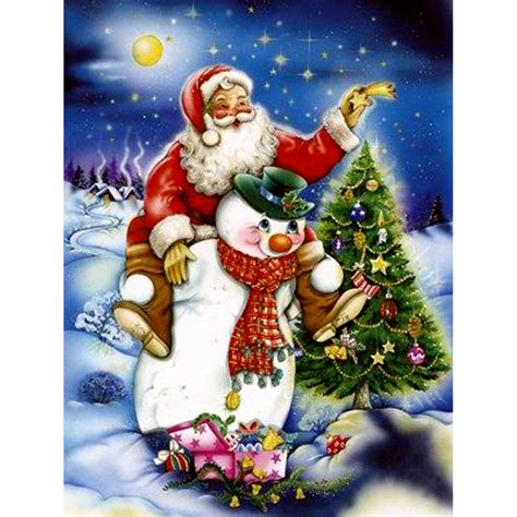 christmas starry night santa claus snowman  diamond painting