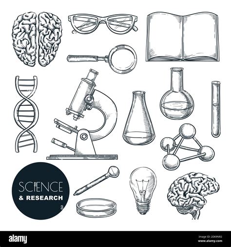 science lab  chemistry research sketch vector illustration isolated