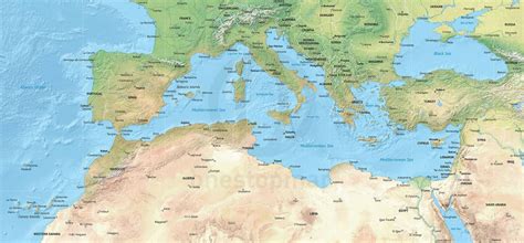 vector map   mediterranean political  shaded relief
