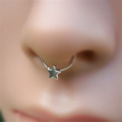 Septum Ring Star Septum Ring Sterling Silver Septum Nose