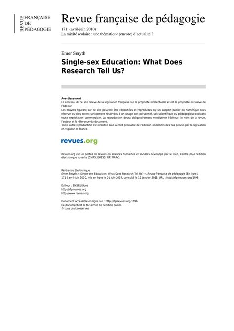 pdf single sex education what does research tell us