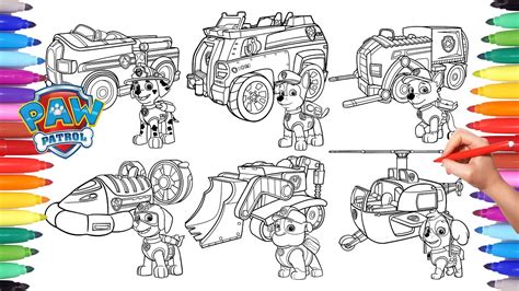 gambar paw patrol firetruck  coloring page kids vehicles pages