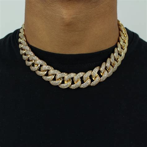 18mm Iced Out Cuban Link Chain In Gold Jewlz Express