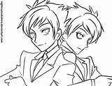 Twins Pages Anime Coloring Host Club Ouran Lineart Hitachiin School High Twin Deviantart Template Girls sketch template