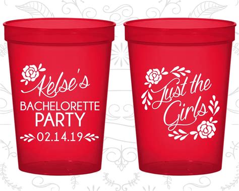 just the girls customized bachelorette cups floral etsy
