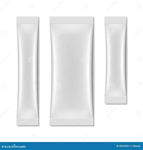 white blank sachet packaging stick pack stock vector image