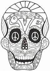 Coloring Skull Sugar Pages Printable Adults Dia Muertos Los Book Books Skulls Dead Adult Template Drawing Masks Colouring Silhouette Print sketch template