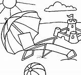 Beach Coloring Pages Drawing Coloring4free Kids Print Getdrawings Umbrella sketch template