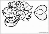Dragon Chinese Head Face Coloring Template Pages Outline Year Clipart China Mask Simple Dragons Cliparts Chino Stencil Drawing Clip Dragón sketch template