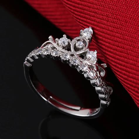 pc silver plated imperial princess crown rings  women girls crystal