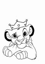 Coloring King Simba Lion Pages Crown Disney sketch template