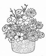 Coloring Pages Bouquet Flower Detailed Printable Print Basket Flowers Drawing Adult Colouring Classical Sheets Floral Books Drawings Boquet Baskets Embroidery sketch template
