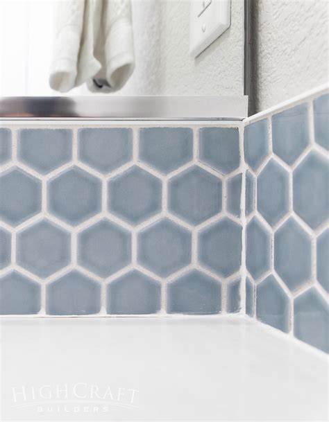 cosmetic interior remodel blue hexagon tile backsplash highcraft