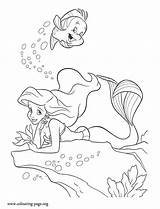 Mermaid Coloring Little Ariel Sea Under Flounder Rock Pages Colouring Color Print Disney Printable Beautiful Cartoon Sheet Lying Princess Book sketch template