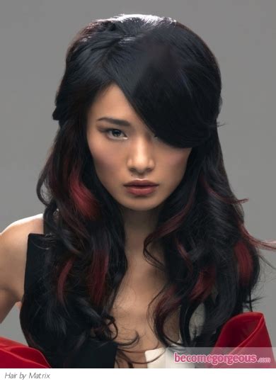 pictures asian hairstyles long red hair highlights