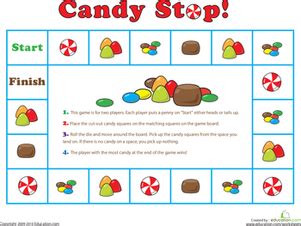 candy stop game worksheet educationcom candy theme classroom