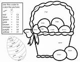 Easter Color Numbers Coloring Basket Pages Kids sketch template