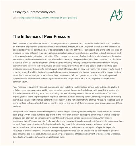 The Influence Of Peer Pressure Free Essay Example 1566 Words