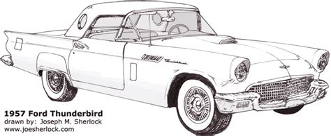 ford thunderbird convertible sketch coloring page