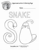 Letter Coloring Uppercase Doozy Moo Printable Cute Snake sketch template