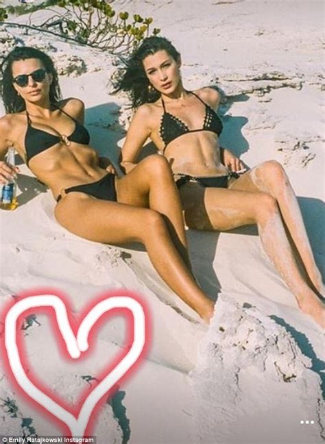 emily ratajkowski lounges with bella hadid for photo shoot in the