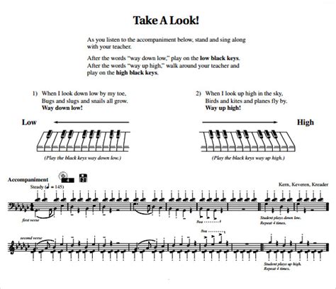 sample piano notes chart templates