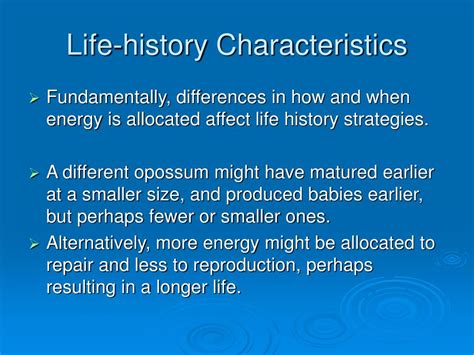 life history characteristics powerpoint  id
