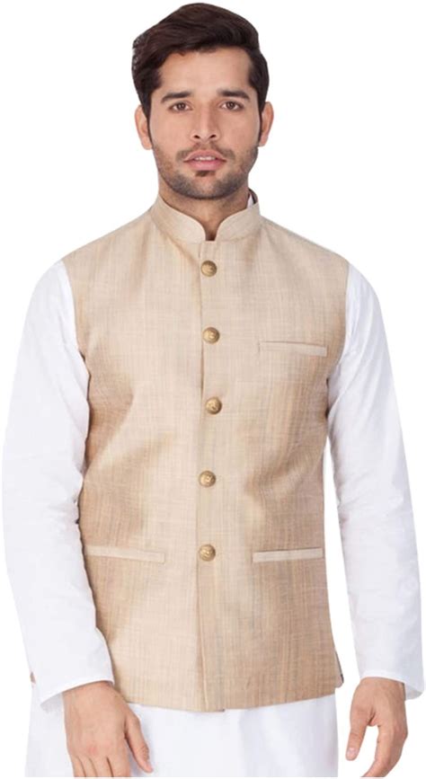 Men S Indian Nehru Jacket Cotton Jodhpuri Bandhgala Sleeve Less