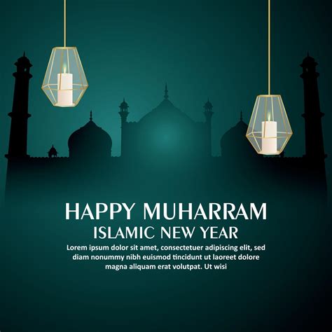 happy muharram islamic  year background  crystal lantern
