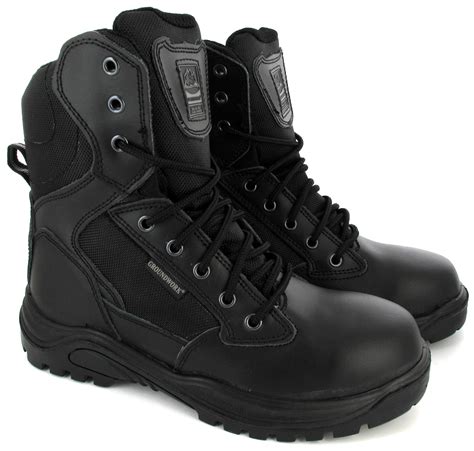 mens steel toe safety combat police army military combat boots uk size   ebay