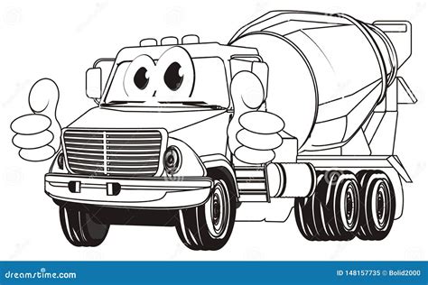 coloring funny cement truck  gesture stock illustration