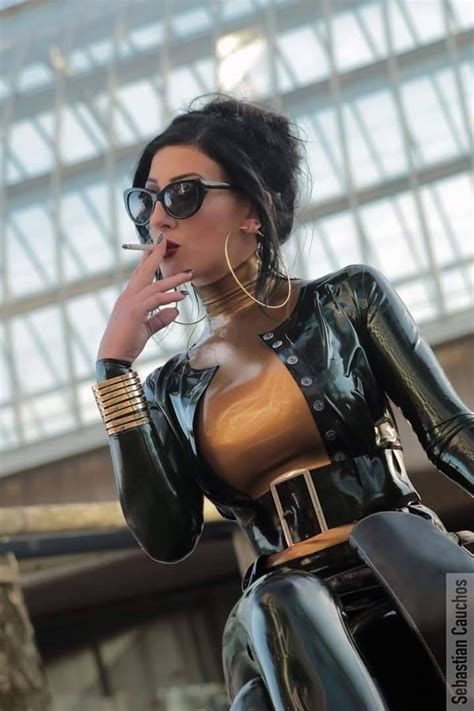 latexlady fashionably fabulous sexy latex girl smoking latex girls