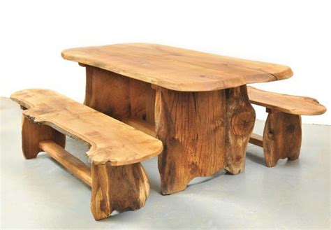 rustic solid wood garden tables  benches  slabs