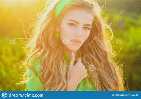 Natural Makeup Portrait Of Fashion Beautiful Woman Outdoor Beauty And