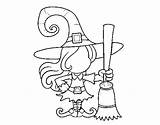Broomstick Witch Coloring Coloringcrew sketch template