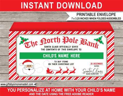 printable christmas money envelope templates