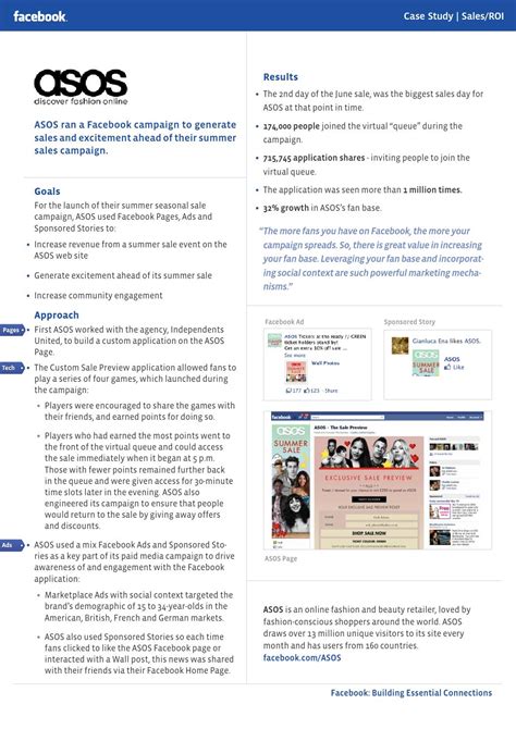 asos facebook marketing case study  michele issuu