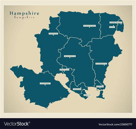 modern map hampshire county  districts uk vector image