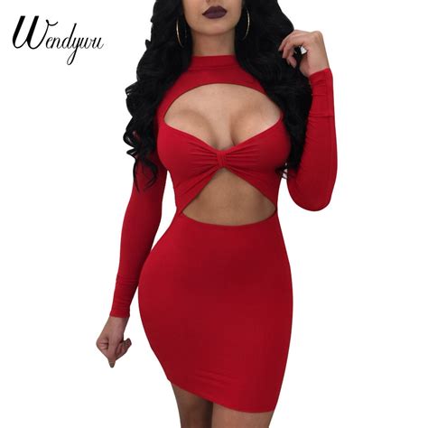 wendywu free shipping new spring 2017 sexy cleavage long