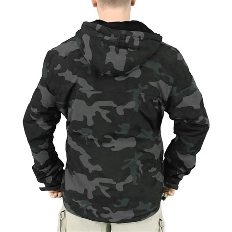 surplus mens windbreaker hooded jacket  fleece lining black camouflage  xxl ebay