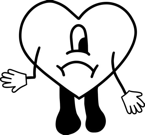 bad bunny black  white heart logo wandakreates
