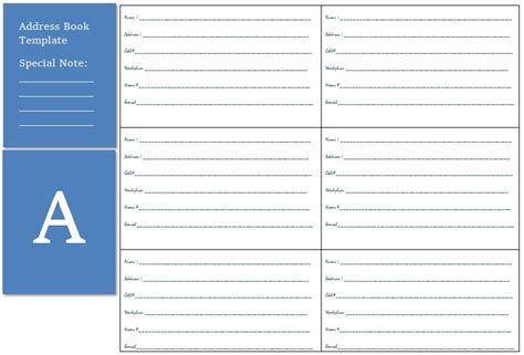 printable address book template word excel   collections