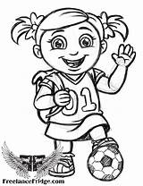 Cartoon Girl Cute Little Fridge Coloring Drawing Character Illustration Soccer Draw Playing Clipart Freelance Pages Getdrawings Getcolorings Color Library Cliparts sketch template