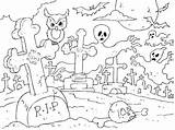 Coloring Halloween Graveyard Pages Spooky Cemetery Printable Headstone Color Tombstone House Cemetry Haunted Tree Getcolorings Print Kids Getdrawings Drawings Toddlers sketch template