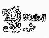 Coloring Week Days Monday Pages Colorear Book Print Coloringcrew Coloringhome Related Happy sketch template