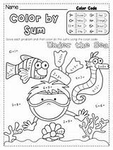 Color Addition Coloring Number Sum Math Worksheets Pages Kindergarten Summer Kids Grade Sheets First Activities 1st Choose Board sketch template